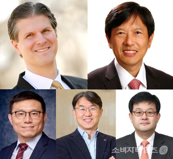 (왼쪽 위부터 시계방향)폴 딜레이니 SK아메리카스 GR Senior Vice President, 안현 SK하이닉스 CDO(개발총괄), 손현호 SK 디스커버리 대표이사 사장, 피승호 SK온 제조총괄, 김필석 SK이노베이션 CTO(겸 환경과학기술원장)/자료=SK그룹
